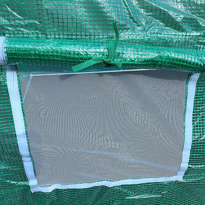 Outsunny 15' x 7' x 6.5' Walk-in Tunnel Hoop Greenhouse, Green House for Outside with PE Cover, Steel Frame, Roll-Up Zipper Door & Windows for Flowers, Vegetables, Tropical Plants, Green