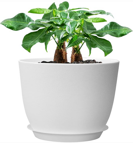 Elevate Your Plants: 12inch Large Plant Pot, Modern Plastic Planter with High Drainage Holes and Saucer