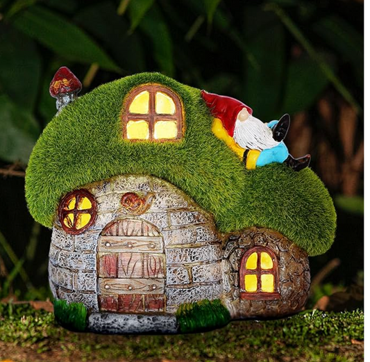 Magical Garden Decor: ILLUMINEW House Garden Statues with Solar Lights