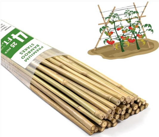 Natural Support: Guide Your Plants with BOVITRO Bamboo Stakes, 4FT Natural Bamboo Garden Stakes