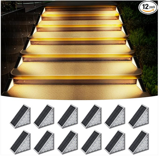 A Brighter Path: The Yishang Solar Stair Lights Outdoor (12 Pack)