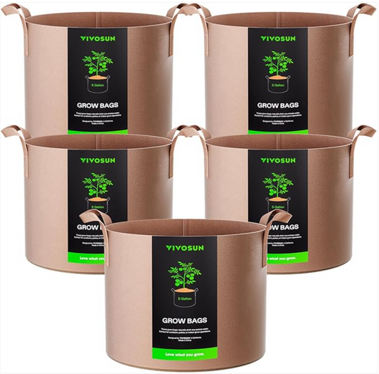 Your Garden's Best Friend: The VIVOSUN 5-Pack 5 Gallons Grow Bags