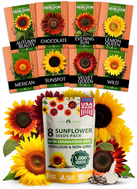 A Kaleidoscope of Blooms: Cultivate a Stunning Sunflower Sanctuary with HOME GROWN Sunflower Seeds Variety Pack