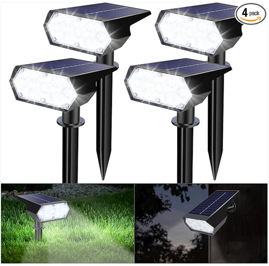 Brilliant Illumination: Solar Spot Light Outdoor (49 LED Lights, 4 Pack-Cool White)