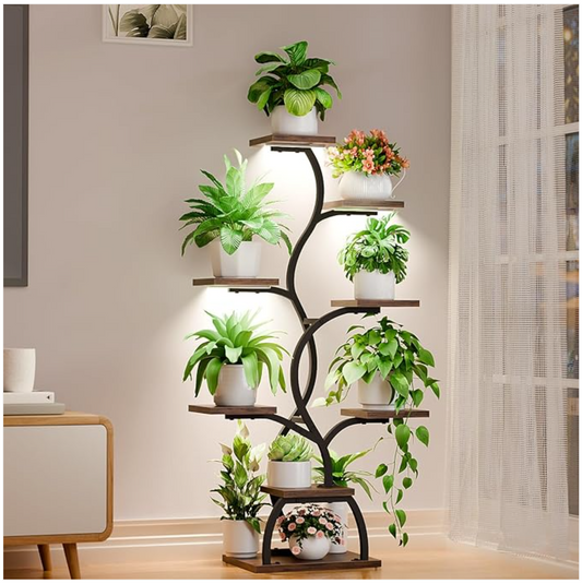 Grow Healthier Plants Anywhere: The 8-Tiered Plant Shelf with Integrated Grow Light!