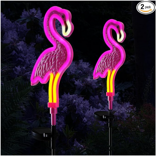 Brighten Your Night: Flamingo Solar Lights Outdoor Decor (2Pack) for Whimsical Landscaping!