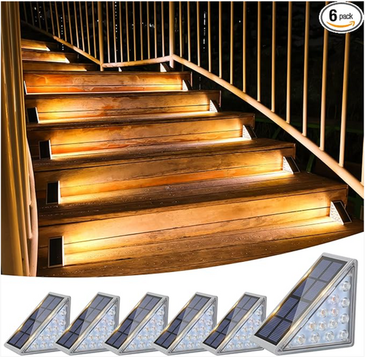 Step Up Your Style: VOLISUN Solar Stair Lights (6 Pack) for Deck and Patio!