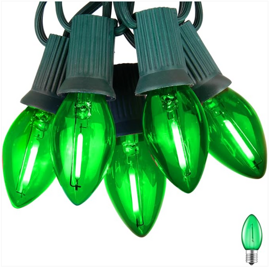 Brighten the Season: Green C7 LED Christmas String Lights for Stunning Decor!
