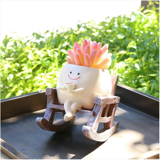 Add Whimsy to Your Home: Smiley Face Planters in a Rocking Chair!