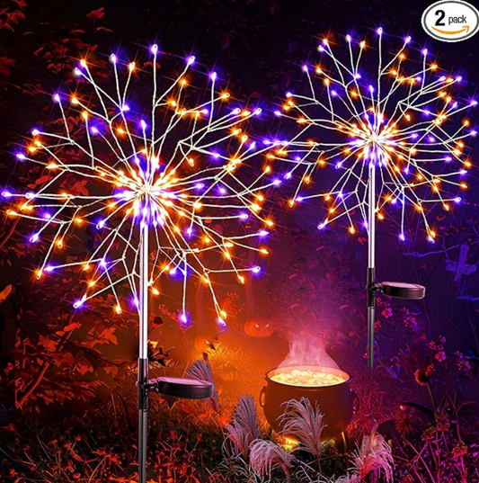 Spooktacular Sparkle: Why You Need the suddus Solar Halloween Lights Outdoor Solar Powered, Upgrade 2-Pack Orange & Purple Solar Firework Lights