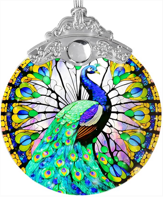 Bring Majestic Color Home: The Stunning Stained Glass Suncatcher, Jocidea Peacock Ornament