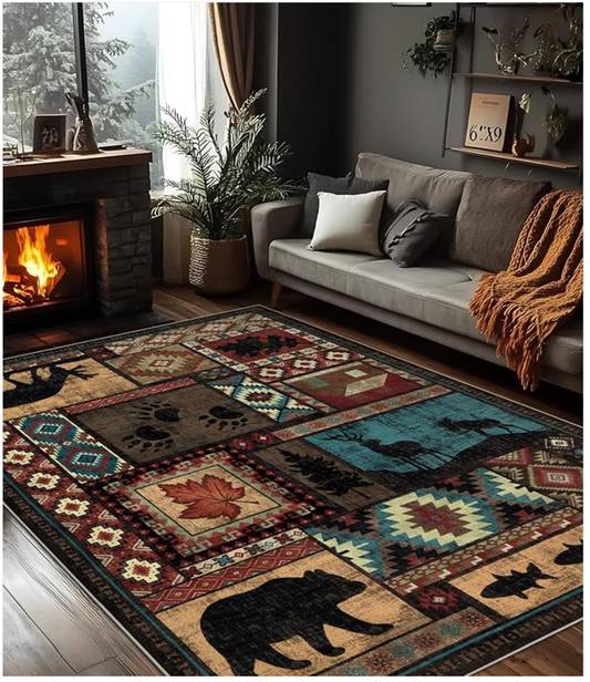 Cozy Cabin Charm Made Easy: The YIHOUSE Rustic Cabin Area Rug 5x7