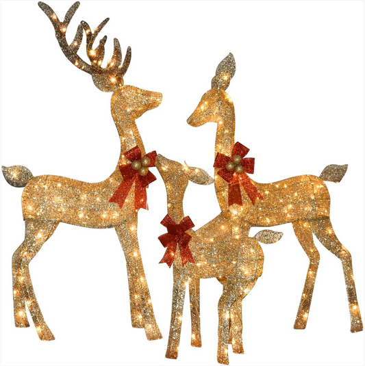Dazzle Your Yard: Introducing the 3-Pack Large Lighted Reindeer Christmas Decoration Outdoor Set