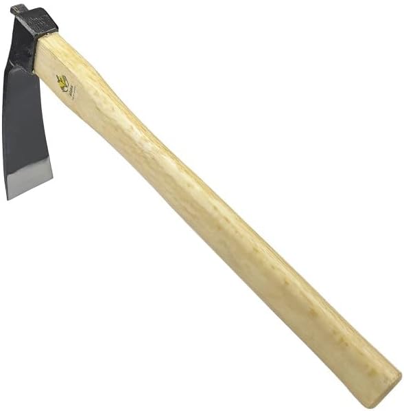14 Inch Heavy Duty Narrow Hoe, Without Welding, Japanese Carbon Steel with Oak Wooden Handle, Garden Tool for Digging, Weeding, and Planting