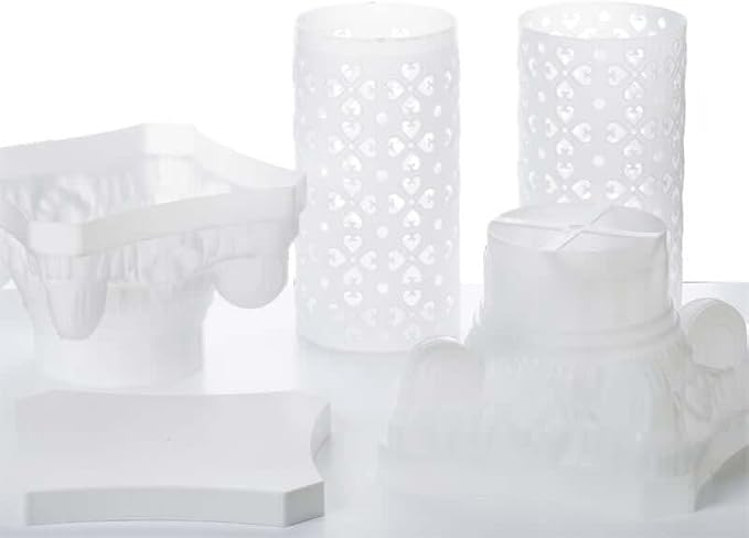Efavormart 4 Pack 41" Tall White PVC Height Adjustable Artistic Roman Wedding Inspired Pedestal Column Plant Stand