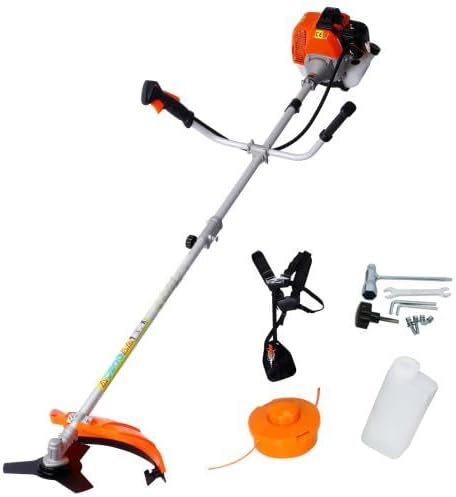 【LuckyNote】 52cc Weed Eater/Wacker Gas Powered, 2 in 1 String Trimme,with 10'' Brush Cutter,Rubber Handle & Shoulder Strap Included,73.5-Inch Length