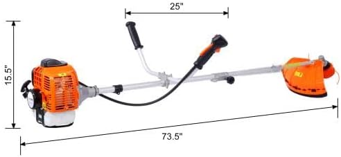 【LuckyNote】 52cc Weed Eater/Wacker Gas Powered, 2 in 1 String Trimme,with 10'' Brush Cutter,Rubber Handle & Shoulder Strap Included,73.5-Inch Length