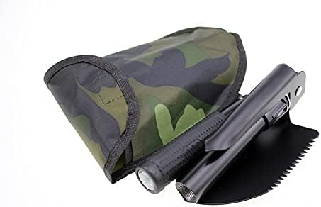 Finidel Folding Shovel, Lightweight with Compass, High Carbon Steel Camping Shovel Survival Shovel - Camping, Adventure, Garden, Emergency (Black) 3-in-1 Multifunction