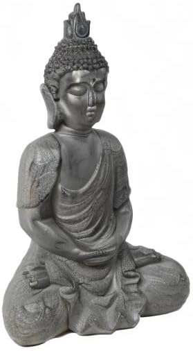 LuxenHome Large Buddha Statue Outdoor and Indoor, 22" Fiber Stone Meditating Buddhas Garden Statues Outdoor, Zen Buddha Garden Sculptures & Statues, Outdoor Statues for Patio, Backyard Deck