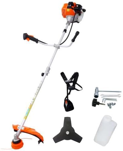 【LuckyNote】 52cc Weed Eater/Wacker Gas Powered, 2 in 1 String Trimme,with 10'' Brush Cutter,Rubber Handle & Shoulder Strap Included,73.5-Inch Length