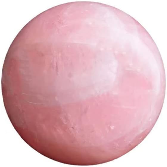 StoneStory Rose Quartz Crystal Sphere Ball with Wood Stand Large Healing Crystals Sphere Sculpture Home Office Decoration Fengshui Meditation Healing 90mm 3.54 inches (Rose Quartz, 3.54 inches )