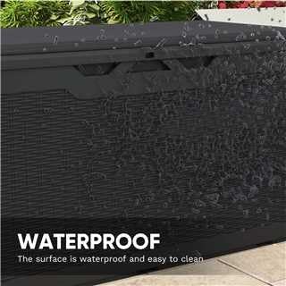 Patiolife 100 Gallon Resin Deck Box with Cushion, Large Outdoor Storage Box for Garden Tools, Pool Supplies, Waterproof and Lockable, Black