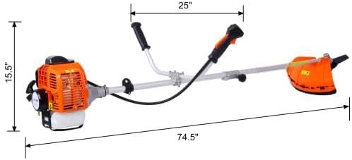【LuckyNote】 52cc Weed Eater/Wacker Gas Powered, 2 in 1 String Trimme,with 10'' Brush Cutter,Rubber Handle & Shoulder Strap Included,73.5-Inch Length