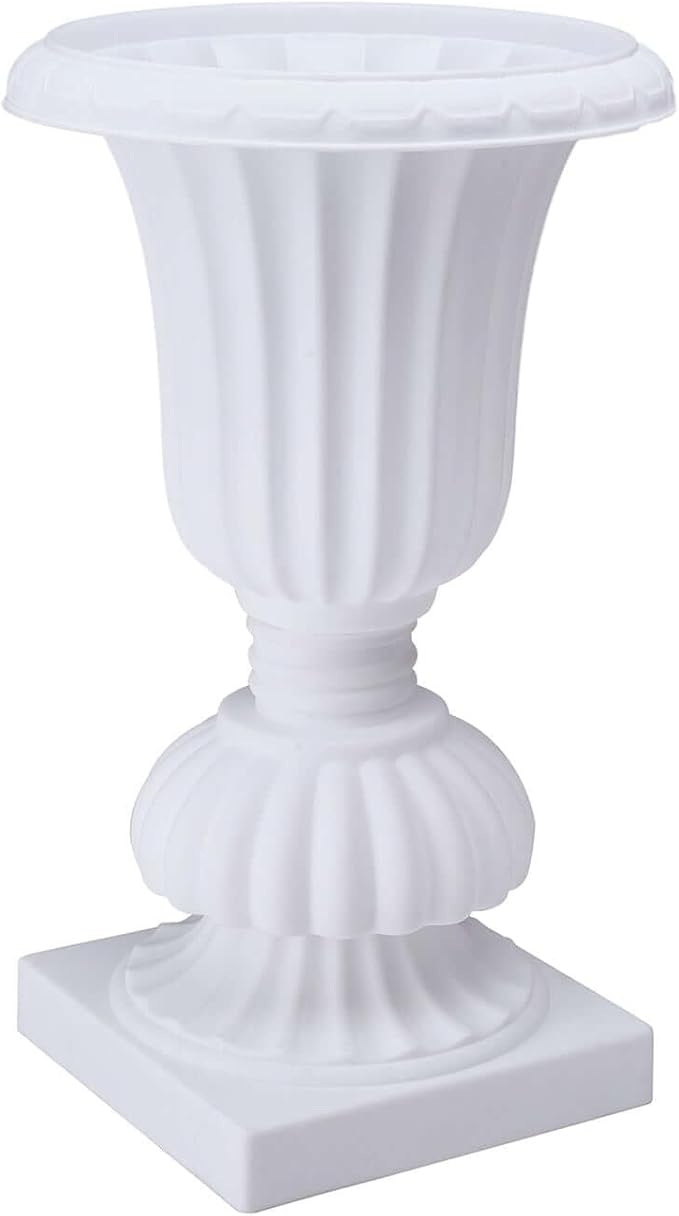 Efavormart 2 Pack - 20" PVC Urn Planter, Floral Pedestal Flower Pot White Plant Stand for Wedding, Party, Event, Home, Stage, Garden, Balcony Decoration