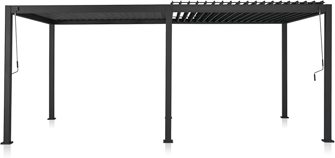 Mirador 111S Round Louvered Pergola Gazebo, 10Ft x 20Ft, Full Aluminum Frame, Adjustable Roof, Outdoor, Durable, Charcoal