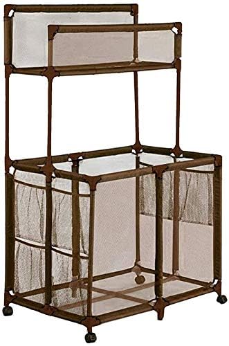 Essentially Yours Pool Storage Equipment Organizer Holder - Noodles, Toys, Balls and Floats Mesh Rolling Double Decker Bin, Large with Noodle Holder, (35.3" W x 23" L x 59.4" H), Brown Style 561935