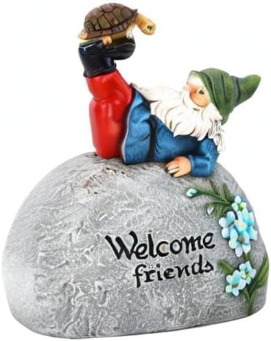 TZSSP Outdoor Garden Gnome Statue Statuary Welcome Stone for Patio,Lawn,Garden Decoration,Blue