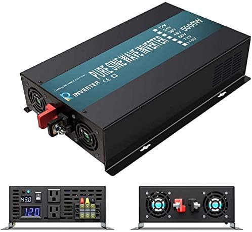 WZRELB 5000W 48V 120V Pure Sine Wave Power Inverter with 2 AC Outlets,Car Inverter