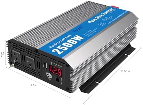 2500 Watt Inverter Pure Sine Wave RV Truck Solar Inverter 2000W Inverter DC to AC 12 V to 120V Inverter for Home RV Vehicles soalr Panels Converter 12V to 110V with Remote Controller