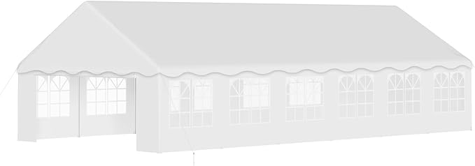 20'X40' Party Tent with Removable Sidewall Windows, Outdoor Heavy Duty Wedding Gazebo, Event Shelter Wedding Canopy Tent for Parties Carport BBQ, White & Wave Edge