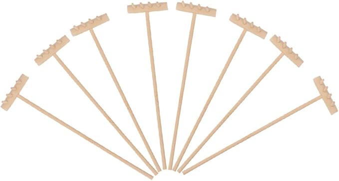 EXCEART 16 Pcs Mini Rake Zen Garden Tool Rake Desktop Zen Decor Zen Sand Rake Miniature Rake Dollhouse Rakes Tabletop Wooden Toys Zen Garden Accessory Juicy Bamboo Beech Child