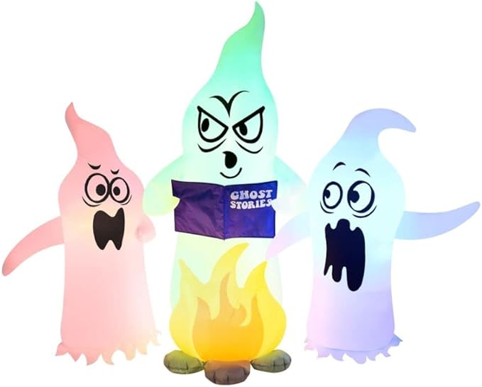 Novelty Lights Occasions Color Changing Campfire Ghosts Halloween Inflatables, Halloween Yard Decoration, Outdoor Halloween Party Décor, 7 Feet