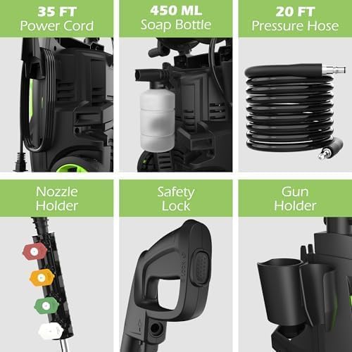 Pressure Washer -4800PSI Power Washer with Foam Cannon, High Pressure Cleaning Machine with 4 Connect Nozzles for Cars/Patio/Driveways/Home Cleaning