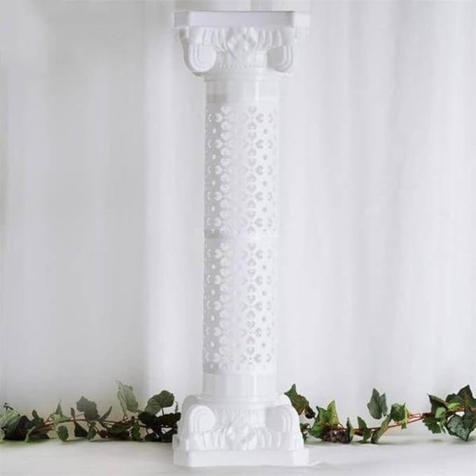 Efavormart 4 Pack 41" Tall White PVC Height Adjustable Artistic Roman Wedding Inspired Pedestal Column Plant Stand