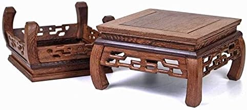 GOLDY&WENDY Solid Wood Ornaments Base Chicken Wing(Ji Chi) Wood Curved Feet Square Display Stand Practical Teapot Vase Bonsai Pedestal