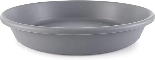 The HC Companies 21 Inch Round Plastic Classic Plant Saucer - Indoor Outdoor Plant Trays for Pots - 21"x21"x3.63" Warm Gray