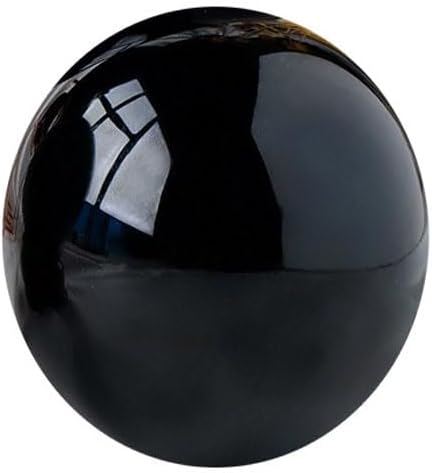 Obsidian Crystal Sphere Ball with Wood Stand Large Healing Crystals Sphere Sculpture Home Office Decoration Fengshui Meditation Healing 90mm 3.54'' (Obsidian, 3.54")