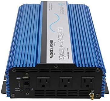 AIMS Power 1500 Watt / 3000 Watt Peak Pure Sine Power Inverter 12 Volt DC to 120 Volt AC ETL Listed with Remote