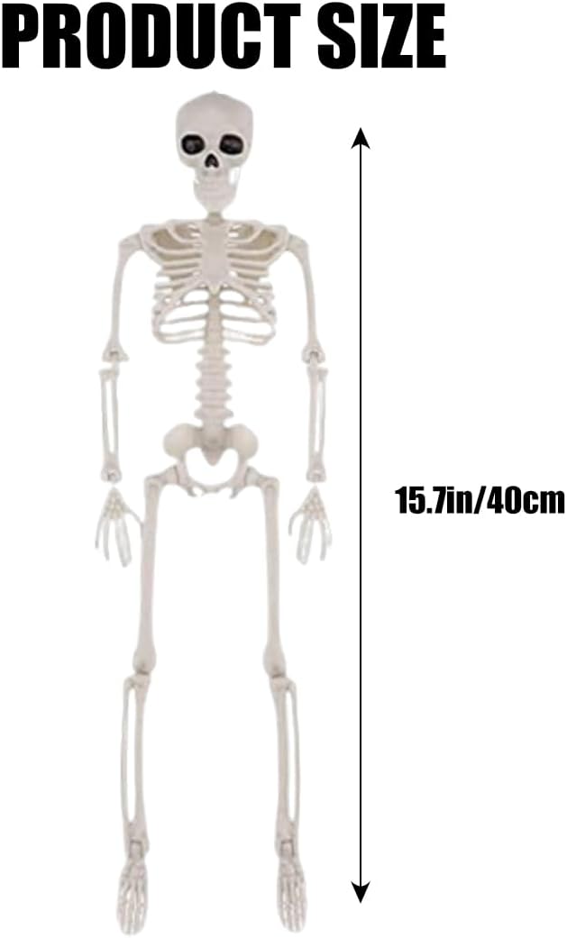 6 Pcs Realistic Spooky Scary Skeletons for Halloween, 16 Inch Outdoor Skeletons Decorations, Skeleton Bulk with Movable Joints for Garden Haunted House Props