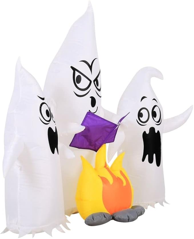 Novelty Lights Occasions Color Changing Campfire Ghosts Halloween Inflatables, Halloween Yard Decoration, Outdoor Halloween Party Décor, 7 Feet