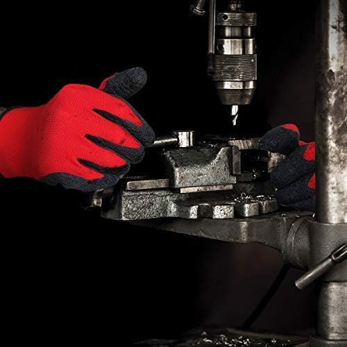 Evridwear Crinkle Latex Rubber Hand Coated Safety Work Gloves for Men Women General Multi Use Construction Warehouse Gardening Assembly Landscaping (S-Size) Red 120 Pairs Pack