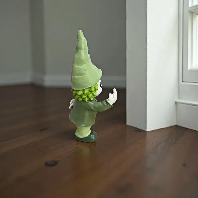 Halloween Decor Funny Garden Gnomes, Middle Finger Gifts Statue Horror Movie Gnome Creepy Outdoor Decor for Haunted House Lawn Table Decoration (5.5in, Green)