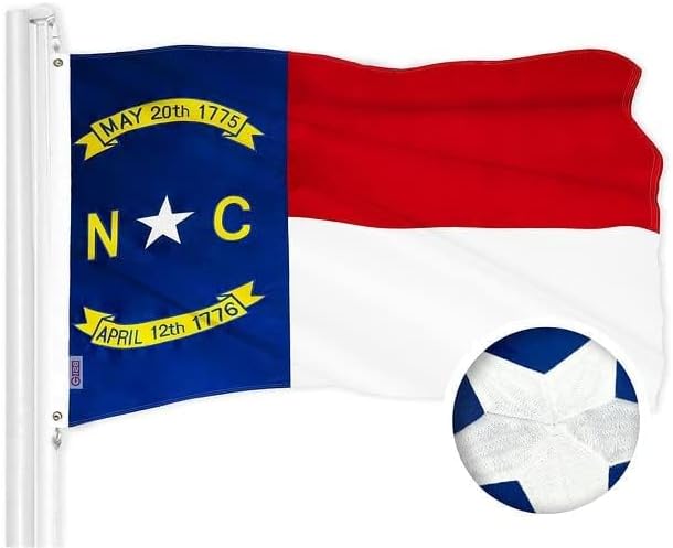 G128 Combo Pack: USA American Flag 3x5 Ft Embroidered Stars & North Carolina State Flag 3x5 Ft Embroidered