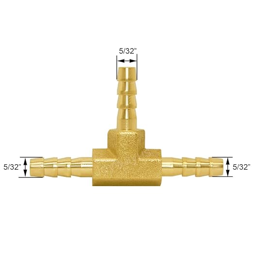 Joywayus 5/32" Brass Hose Barb, Tee 3 Way Union Pipe Fitting for Water/Fuel/Air (Pack of 2)