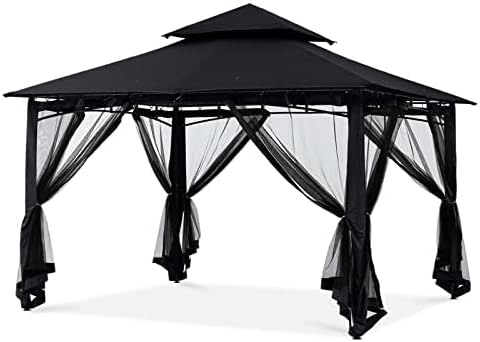 MASTERCANOPY Outdoor Garden Gazebo for Patios with Stable Steel Frame and Netting Walls (10x12,Black)