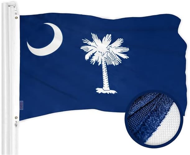 G128 Combo Pack: USA American Flag 3x5 Ft Embroidered Stars & South Carolina State Flag 3x5 Ft Embroidered